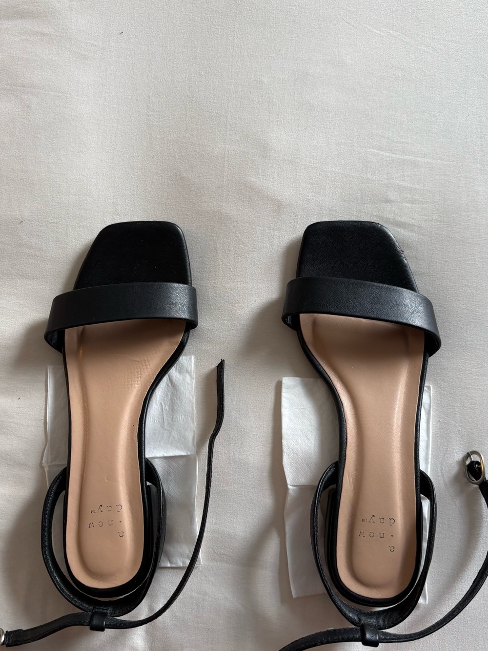 Target Black Strappy Square-Toe Ankle Tie Sandals